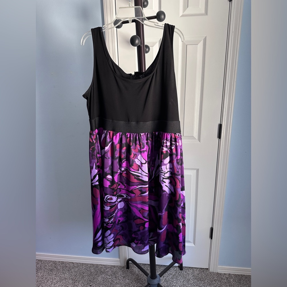 Lane Bryant Dress, Black with Purple and Pink, Size 18/20